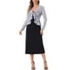 thumbnail image 2 of Cárdigan de encaje floral para mujer Inspire Chic con lazo en la parte delantera, dobladillo con volantes, bolero transparente corto, talla XS, gris polvo, 2 of 6