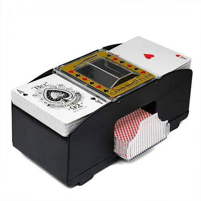 Barajador de cartas Mezclador automático de naipes de 2 barajas Mezclador automático de cartas Mezclador de juegos Dispensador de máquina clasificadora de póquer para viajes Festivales en casa Fiesta