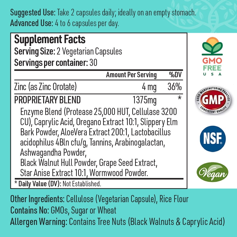 Liver Medic Candida Complex Digestive Enzymes, Enzymes for Digestion and Candida Cleanse, Non-GMO Probiotic with Herbs, Caprylic Acid, and Grape Seed Extract. (60 Vegetarian Caps)