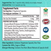 Liver Medic Candida Complex Digestive Enzymes, Enzymes for Digestion and Candida Cleanse, Non-GMO Probiotic with Herbs, Caprylic Acid, and Grape Seed Extract. (60 Vegetarian Caps)
