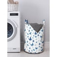 thumbnail image 3 of Butterflies Laundry Bag, Butterflies Patterns Seasonal Jolly Rainforest Wilderness Illustration, Basket with Handles Drawstring Closure for Laundromats, 13" x 19", Blue White Black, by Ambesonne, 3 of 4