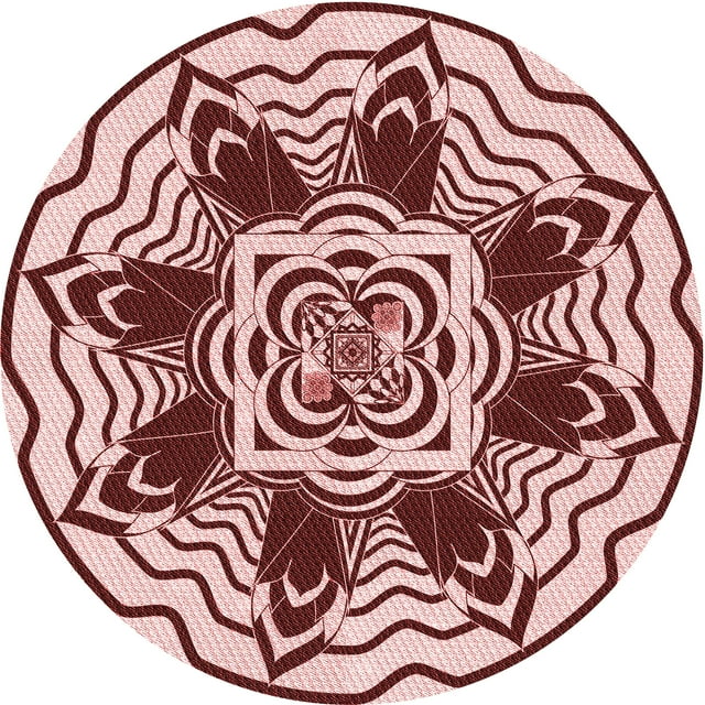 Ahgly Company Tapis d'Intérieur Rond Lavable en Machine Rose Transitionnel, 4 Pieds Rond