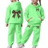 thumbnail image 3 of shqvo Big Girls 2 Piece Sport Outfit Bow Print Pullover Sport Sweatsuits Hoodie Sweatpants Outfits Hoodies Tracksuits for Toddlers Children Teens, 3 of 8