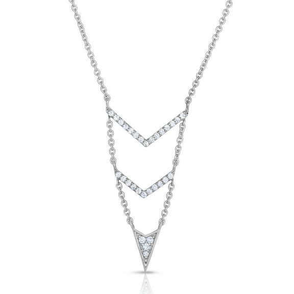 SuperJeweler 1/4 Carat Diamond Arrow V Necklace in Sterling Silver, 18 inches for Women