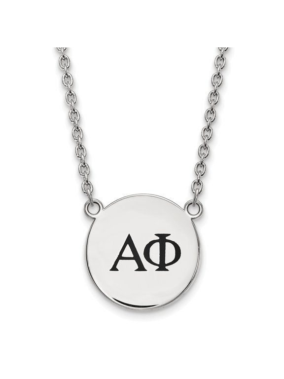 White Sterling Silver necklace Cable Black Greek Alpha Phi 18 in 19 mm 1.95