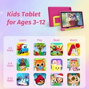 BESTSKI 10.1 inch Kids Tablet, 14GB RAM 64GB ROM, 5G WiFi HD Display with Protective Case, Pink