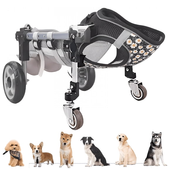 XIRQI Dog Wheel Chair, 2/4 Wheel Front Back Wheels Dog Mobility Aid Wheelchair Adjustable, Small Medium Large Dogs Leg Brace for Paralysis Injury Doggy, Pet Trolley