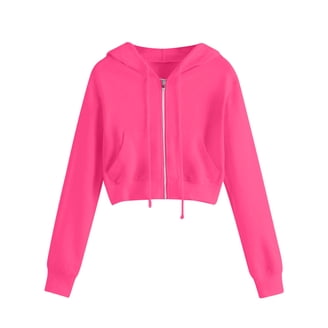 Crop Jackets Zip Up Womens Cute Workout Hoodie Long Sleeve Cropped