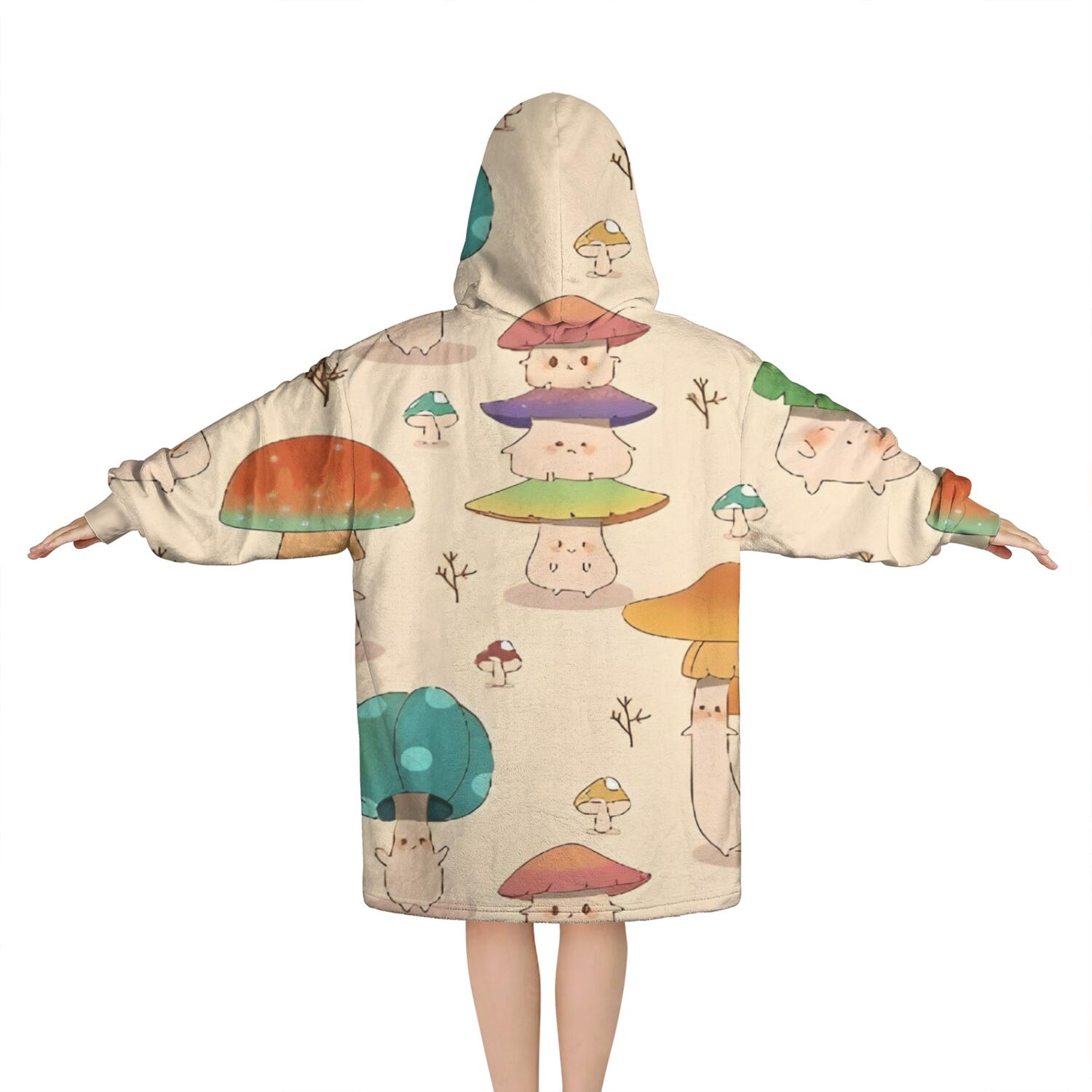 Red Mushroom Cartoon Light Pattern Blanket Hoodies for Kids 6-13YR Oversize Wearable Blanket Hoodies for Boys Girls Teens