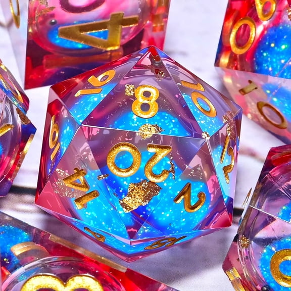DND Resin Dice 7-Piece Set for Dungeons and Dragons DND 5e RPG Gift, Board Game Tabletop Role Playing Dice Game, Birthday Gift, Christmas, Thanksgiving, Halloween