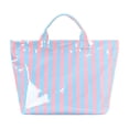 thumbnail image 1 of Bolso tote de PVC a rayas, brillante e impermeable, con asas reforzadas. Bolso de mano grande para playa, compras, viajes y uso diario. Bolso tote resistente y estructurado con asas reforzadas., 1 of 6