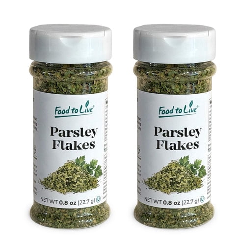 Food to Live Flat Parsley Flakes, 0.8 oz  Dried Fresh Aromatic Herb Seasoning. Great Addition to Cooking, Soups, Salads and Baking. Kosher, Vegan (Pack of 2)