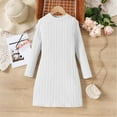thumbnail image 5 of Fengqque Girl's Autumn and Winter Long Sleeved Round Neck Slim Fit Base Layer Knit Dress 8-12 Years Old White 11 Years, 5 of 8