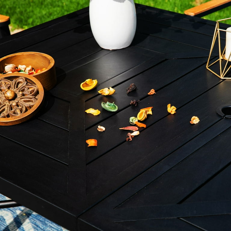 MF Studio Black Steel Outdoor Dining Table, 64