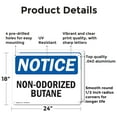 thumbnail image 2 of (2 Pack) Non-Odorized Butane OSHA Notice Sign 24 Inch X 18 Inch Indoor / Outdoor Rust-Free Aluminum Metal Signs for Workplace, Workshop, and Construction Site, Made in the USA, 2 of 8