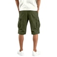 thumbnail image 6 of 3/4 Cargo Capri Shorts for Men Lightweight Elastic Drawstring Waist Bottoms Multi Pocket Below Knee Outdoor Trousers, #01 Army Green, M, 6 of 8