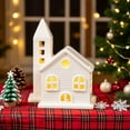 thumbnail image 5 of White Ceramic Christmas Village Houses, Glowing Lighted Holiday Decorations for Indoor Tabletop, Farmhouse Country Style Christmas Home Decor, 5 of 7