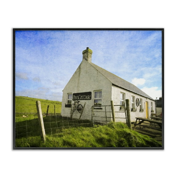 Stupell Industries Wee Cottage Countryside Landscape & Nature Painting Black Framed Art Print Wall Art, 14 x 11