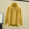 thumbnail image 3 of MexChoioe Women's Sweaters Turtleneck Fuzzy Plush Knit Long Sleeve Hi‑Lo Hem Pullover for Women, 3 of 6