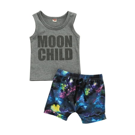 

Baby Boy Letter Tank Tops Palm Trees Print Beach Shorts Outfits Set