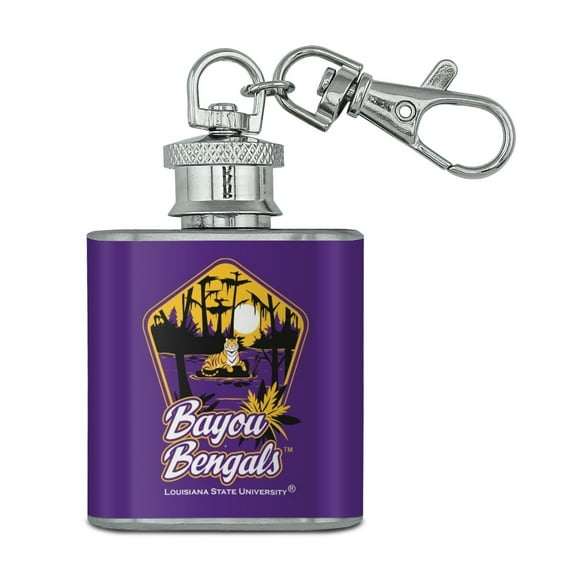 Bayou Bengals Pentagon Stainless Steel 1oz Mini Flask Key Chain