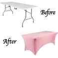 thumbnail image 2 of Mds Pack of 10 Rectangular Stretch 4ft Spandex Table Cover Tablecloths for Wedding - Pink, 2 of 5