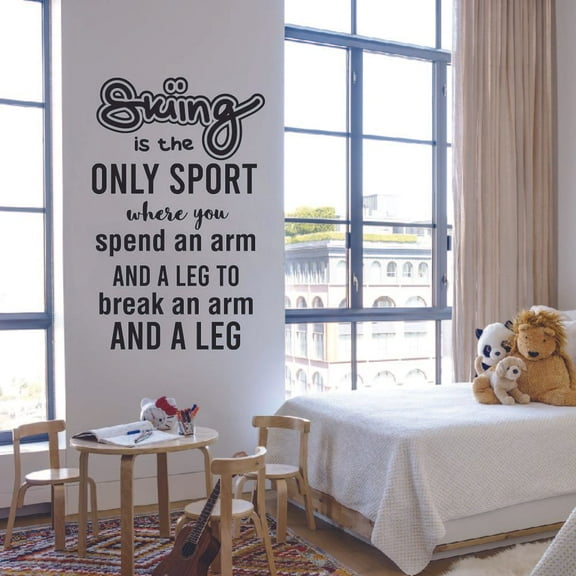Break an Arm Snow Skiing Ski Motivation Quote Wall Sticker Art Decal for Girls Boys Room Bedroom Outdoor Sports Garage House Fun Home Decor Stickers Wall Art Vinyl Decoration Size (40x35 inch)