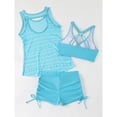 thumbnail image 5 of 3 Piece Tankini Swimsuits for Women Tummy Control Bathing Suits Swim Tank Top with Bra Drawstring Shorts, 5 of 8