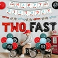 thumbnail image 4 of Two Fast Birthday Decorations for Boys, Race Car 2nd Birthday Party Decoration Happy Birthday Banner Garland Cake Cupcake Topper Blue Red Balloon Number 2 Foil Balloon for 2 Year Old Boy Birthday, 4 of 7