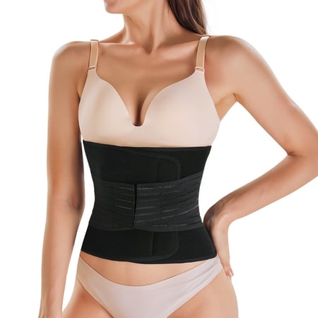 

Eleady Women Postpartum Belly Band 2 in 1 Postnatal Recovery Tummy Tuck Girdle Waist Trainer Wrap Belt(Black XX-Large)