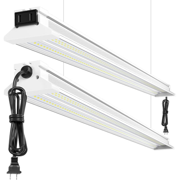 Super Bright 60W Led Shop Lights 4FT 2-Pack| Ceiling Or Hanging Mount| 5000K 9000lm Linkable 4' Led Ceiling Garage Lighting Light Fixtures for Garage Shop Workshop Barn Lighting