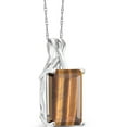 thumbnail image 2 of Gem Stone King 10K White Gold Brown Tiger Eye Pendant Necklace for Women (6.50 Cttw, Gemstone Birthstone, Emerald Cut Cut 14x10MM, with 18 inch Chain), 2 of 5