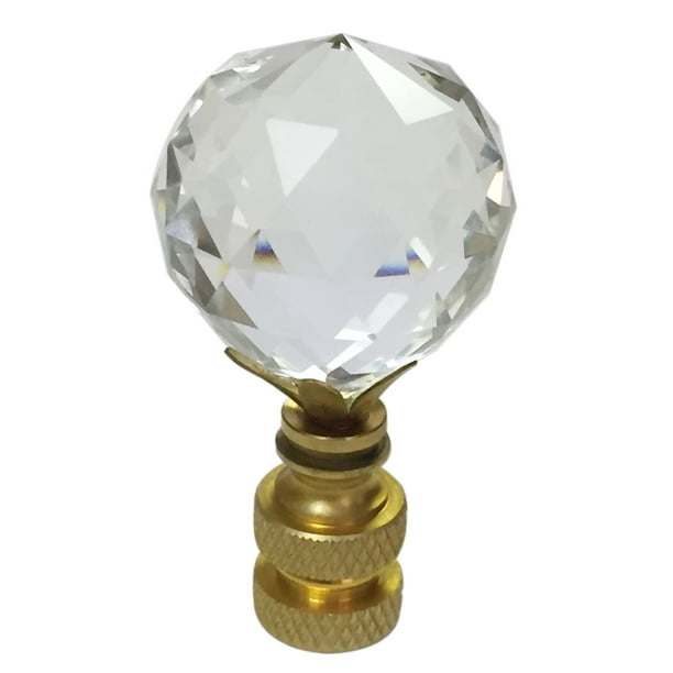 Royal Designs Large Faceted Diamond Cut Clear K9 Crystal Lamp Finial