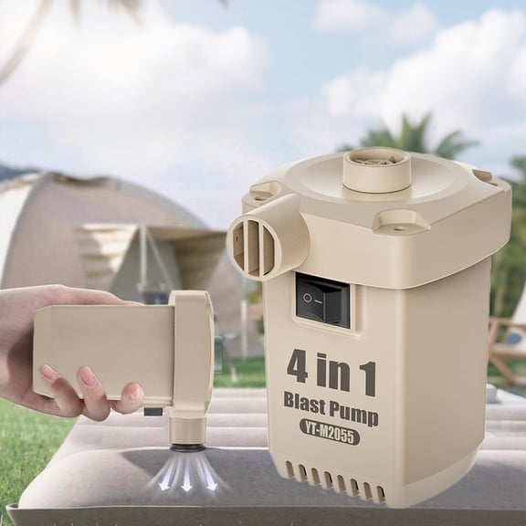COM1950s Portable Air Pump,Rechargeable Dual Use Inflator and Deflator for Air Mattresses,Boats,Pool Floats,Camping Gear,with Type-C Fast Charging,1600Mah Battery,3 Nozzles