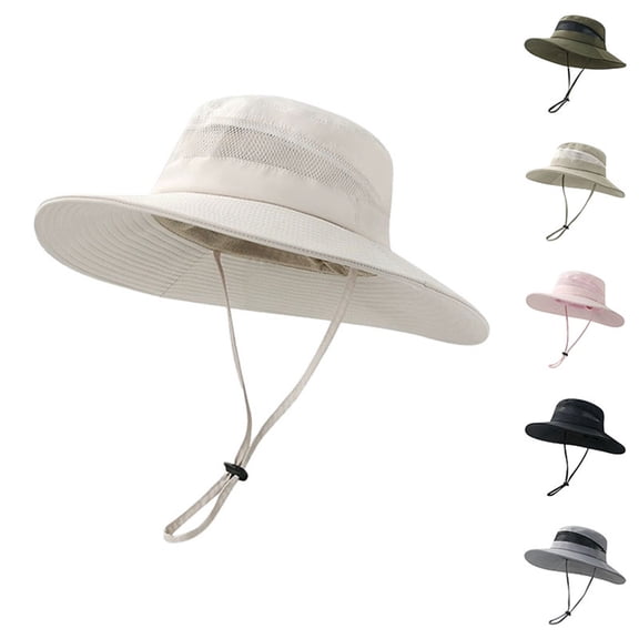 Sales 2026 Under $5 Green Beach Hats for Women GIJNRIUIUA Pebbuoy Summer Sun Hat Wide Brim Bucket Hat Adjustable Outdoor Rain Hat with Ponytail Hole for Fishing Hiking Camping Baseball Caps