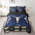 thumbnail image 2 of jejeloiu Rustic Western Cowboy 7 Pieces Bedding Comforter Set,Farmhouse Bull Skull Full Bedding Set,Vintage Aztec Geometric Fitted Sheet Flat Sheet For Adults,Super Cozy Room Decor Reversible, 2 of 8