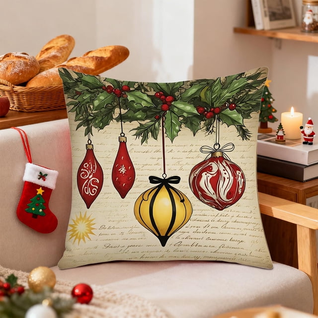 CaiYueKe Christmas Pillow Covers Holiday Decorations Festive Throw Pillowcases Sofa Couch Home Decor Seasonal Christmas Decor Living Room Bedroom Decorations 18x18 inch