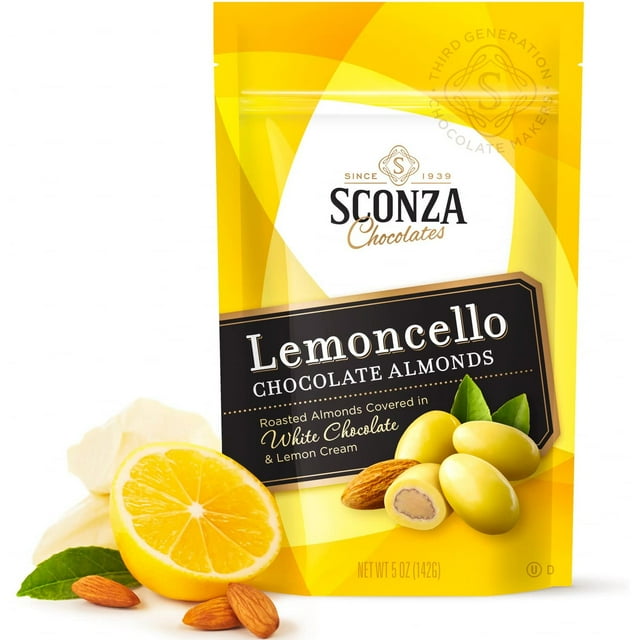 Lemoncello Chocolate Covered Almonds By Sconza Roasted Almond