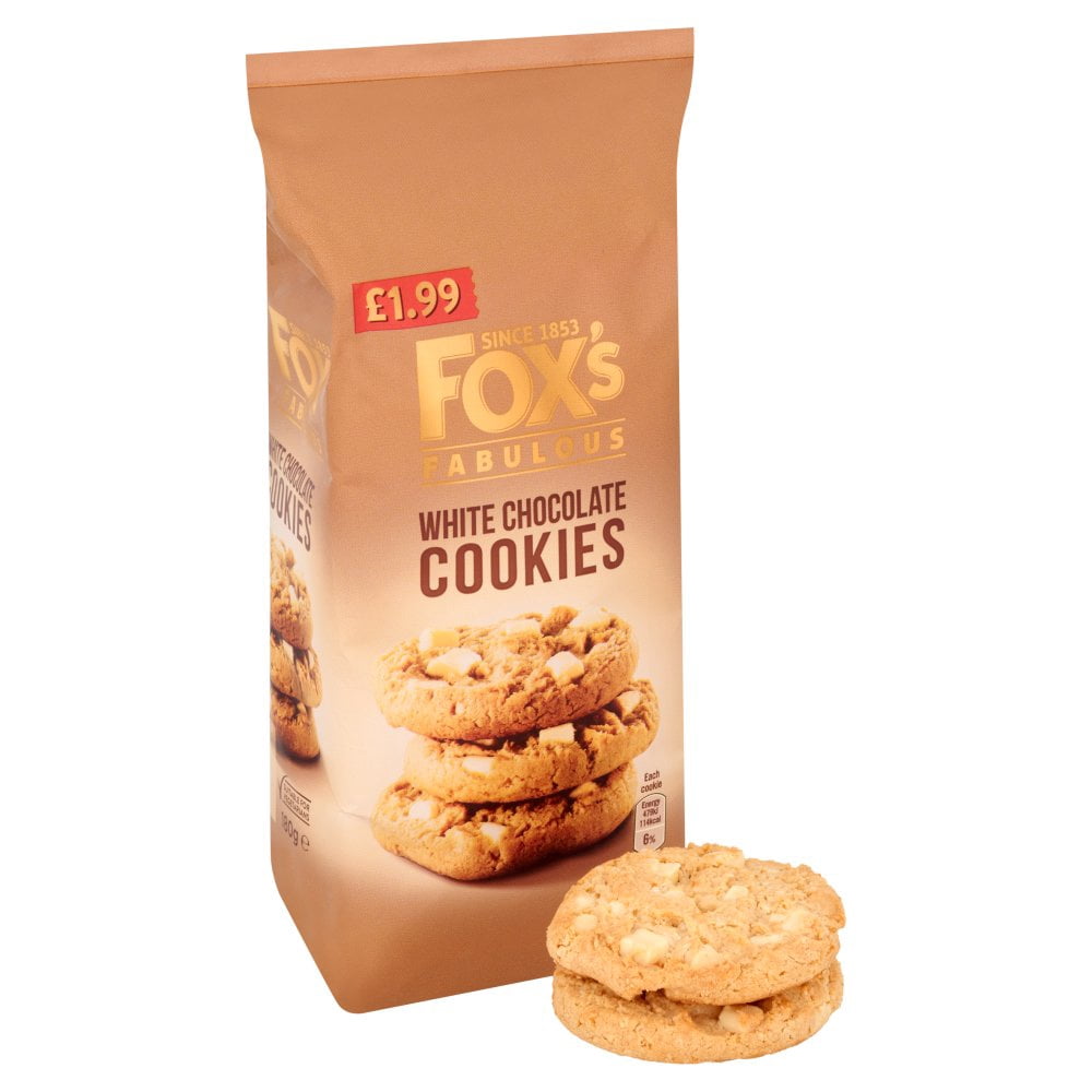 Fox's Fabulous White Chocolate Cookies 180g (pack of 8)