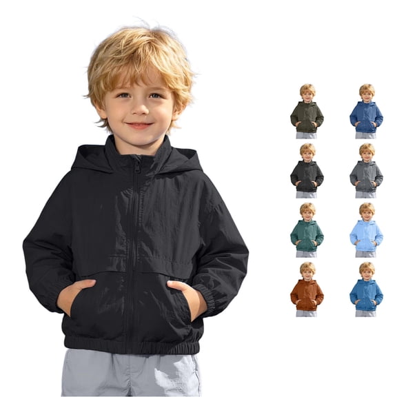 Boys Girls Waterproof Rain Jacket Lightweight soft Kids Windbreaker Hooded Coat Size 9-10 Years