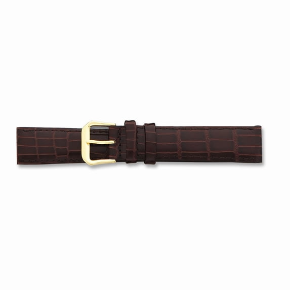 18mm Brown Wild Alligator Gold-tone Buckle Watch Band 7.5"