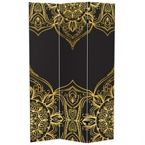 Oriental Furniture 6 ft. Tall Black Mandalas Canvas Room Divider - 3 Panel