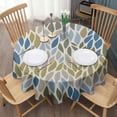 thumbnail image 3 of Blue Leaf and Vine Pattern Round Tablecloth 60"x60",Wrinkle Wipeable Table Cloth for Kitchen Dining Room Picnic Patio Party, 3 of 6