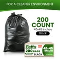 thumbnail image 6 of Betta 40-45 Gallon Black High-Density Trash Bags, 200 Count Box, (40x48-inch) Commercial Medium-Duty Garbage Can Liners, 6 of 7