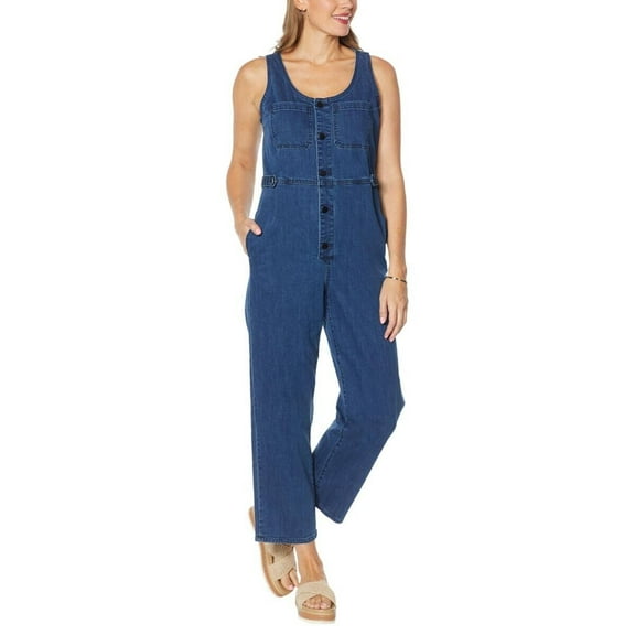 Frayed Denim Baggy Jumpsuit Womens blue Size XS