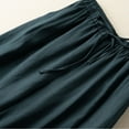 thumbnail image 4 of Wide Leg Pants for Women Casual Elastic Waist Drawstring Cotton Linen Pants Solid Comfy Cropped Lounge Trousers, 4 of 5
