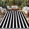 thumbnail image 3 of Black Striped Indoor Outdoor Rugs 6x9 Ft, Black and White Stripes Outdoor Patio Rugs Mat Washable Outside Area Rugs Carpet for Porch Deck RV Camping Pool Balcony Backyard, 3 of 9