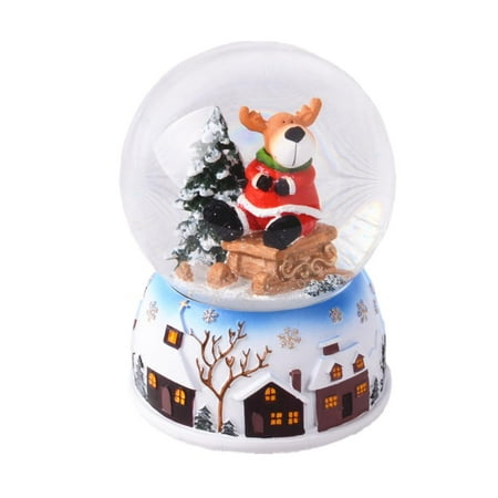 Lightahead® 100MM Polyresin Christmas Reindeer Water Globe with music playing We wish you a merry christmas Waterball Table Top Decoration