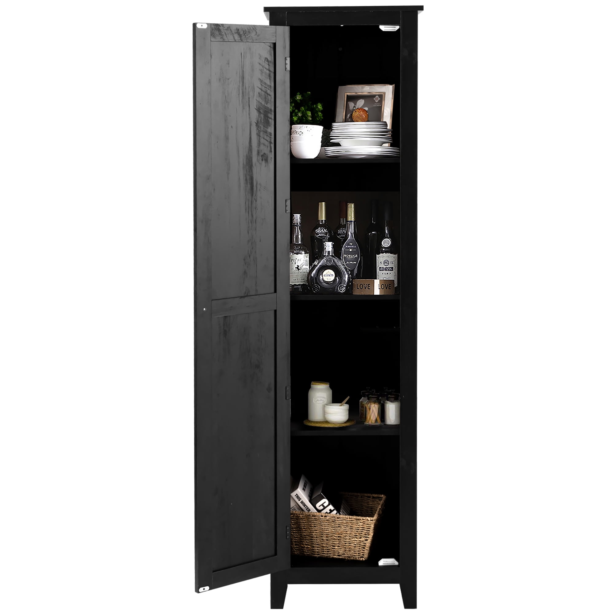 Latitude Run 71'''' Tall Tower Bathroom Storage Cabinet Organizer Display Shelves Bedroom Black Latitude Run Finish: Gray