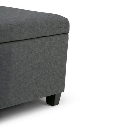Simpli Home - Avalon Rectangular Polyester Ottoman With Inner Storage - Slate Gray